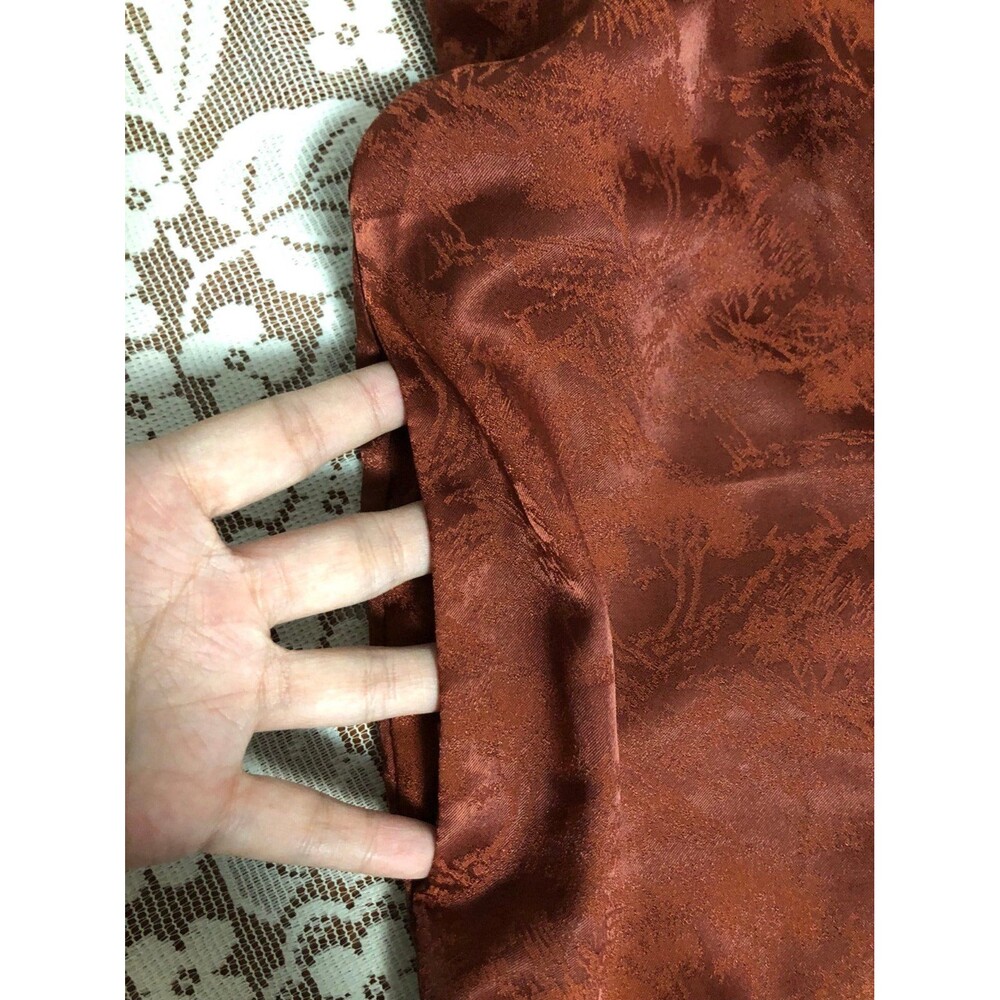 Copper Rust Satin Jacquard Puff Sleeve Maxi Dress - Womens Size S - Picture 6 of 6